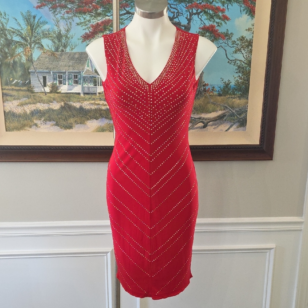 Calvin Klein Red Studded Mini Dress